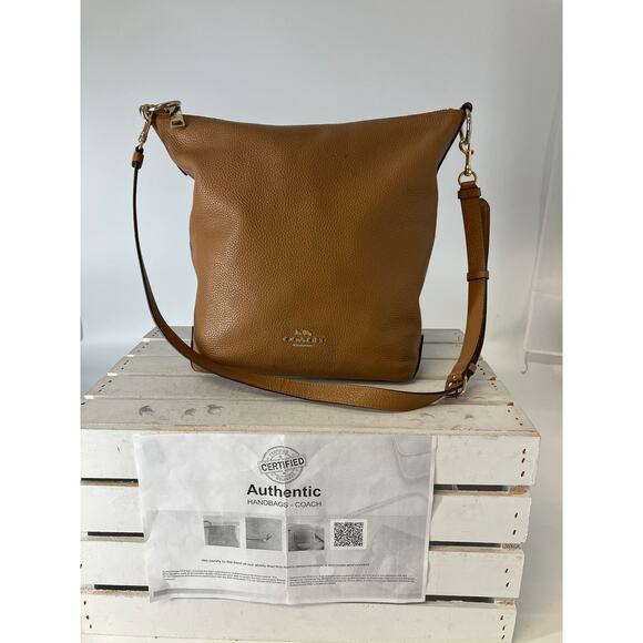 Coach Handbags - COACH F31507 LARGE BROWN PEBBLED LEATHER CROSSBODY BAG